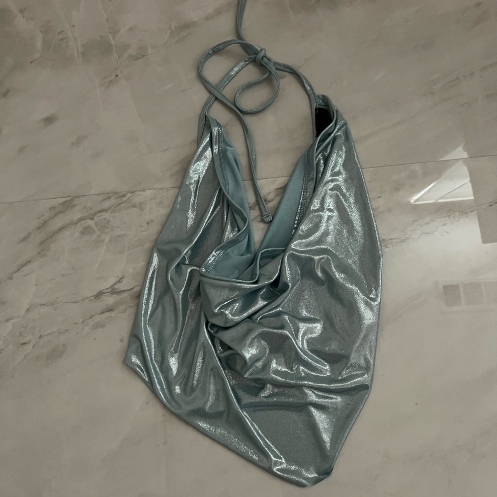 Baby Blue Mind Code Halter Top